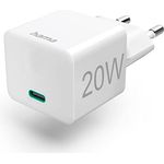 Hama USB-C-Adapter für iPhone 20W Ladegerät (Schnellladegerät für iPhone 14, 13, 12, 11, 10, X, 9, 8, Universal Ladestecker USB-C f. Apple iPhone, USB-Netzteil Handy-Ladegerät Schnellladen PD QC) weiß