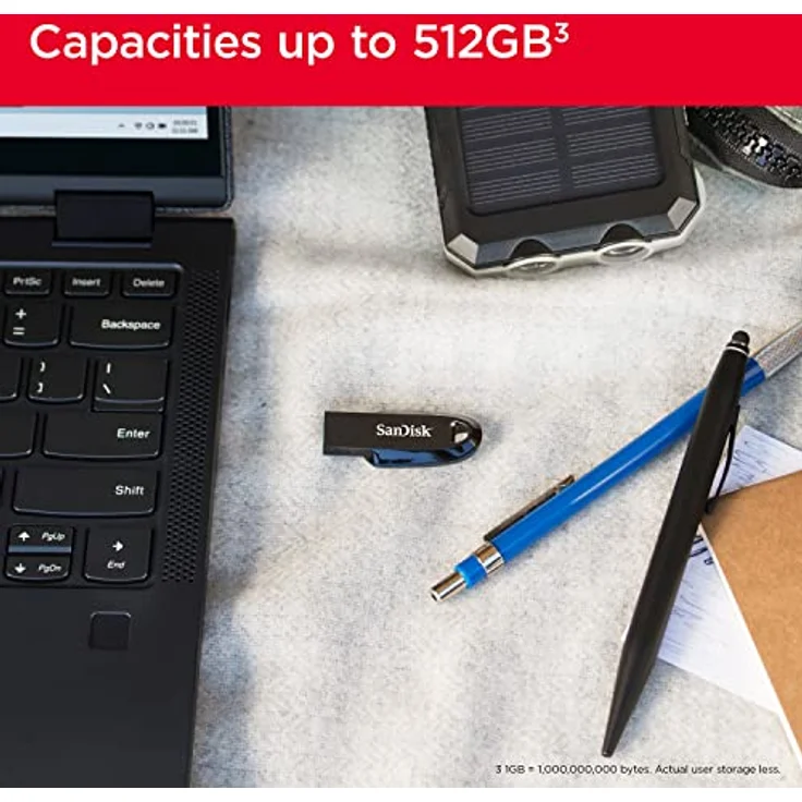 SanDisk Ultra Curve 3.2 Flash-Laufwerk 128 GB (RescuePRO Deluxe, Geschwindigkeiten bis 100 MB/s, Öse für Schlüsselring) Schwarz – Bild 2