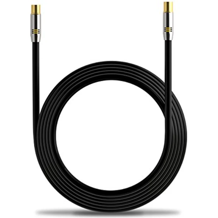 deleyCON 12,5m TV Antennenkabel PREMIUM HDTV Full HD - 1x gewinkelt - Koaxialkabel - TV-Stecker (gerade) zu TV-Buchse (90° Grad) Schwarz - METALL – Bild 5