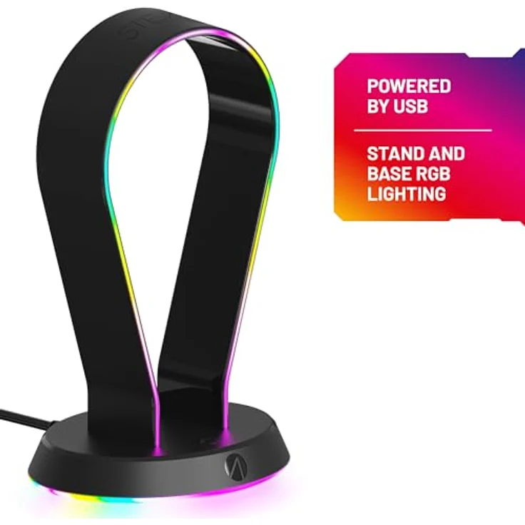 Stealth LED Light Up Gaming Headset Ständer in Schwarz für PS4, PS5, Xbox, Switch und PC - USB-betrieben mit Aufbewahrungsbasis und 12 RGB Beleuchtungsmodi – Bild 5