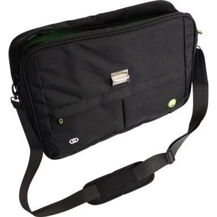 Soennecken Aktentasche oeco 3428, Notebooktasche aus recyceltem PET-Material, schwarz mit modernem Steckverschluss