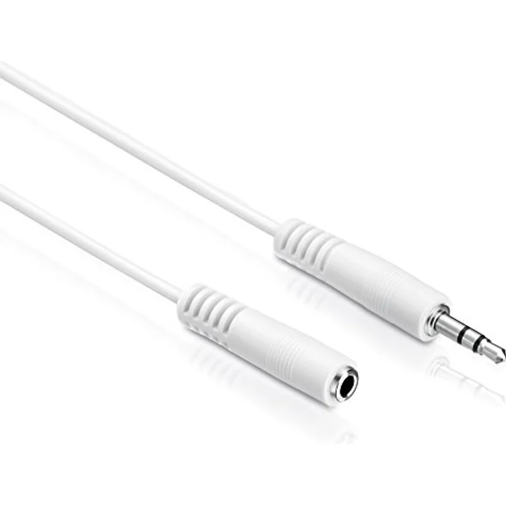HDSupply AC016-020 Audio Stereo Verlängerungskabel 3,5mm Stecker auf 3,5mm Buchse, Ultra Slim Design, 2,00m, weiß – Bild 2