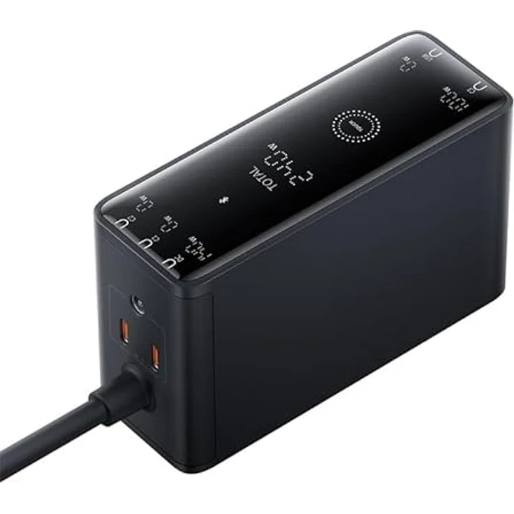 Baseus GaN Digital Charger, 240W Ladegerät mit 3x USB-C Anschlüssen und 1m Kabel in Schwarz – Bild 1