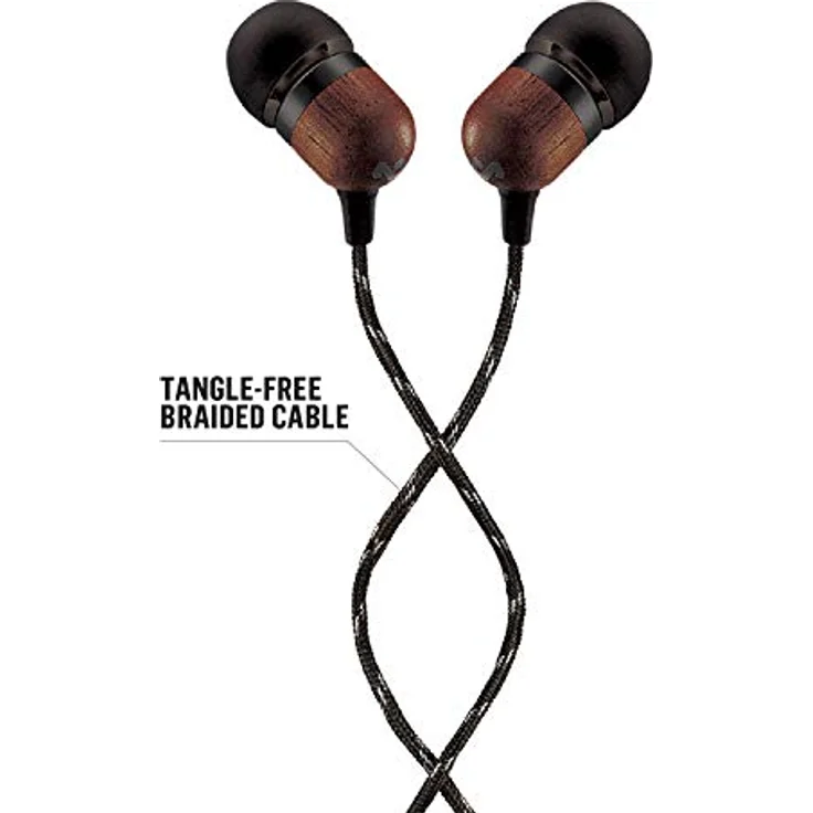 House of Marley Smile Jamaica In-Ear Kopfhörer, 1-Knopf Steuerung, Geräuschisolierung, 9,2mm Treiber, Mikrofon, Gelaufsätze in 2 verschiedenen Größen, verwicklungsfreies Kabel, Signature black – Bild 3