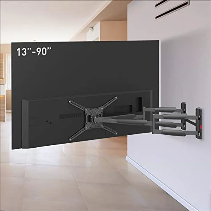 Barkan 1 Meter lang TV Wandhalterung, 13 - 90 Zoll Doppelarm, Schwenkbar / Vollbewegung flach & Curved Fernseher TV Halterung, hält bis 60Kg, Extra stabil, 104cm, für LED OLED LCD, Max. VESA 600x400
