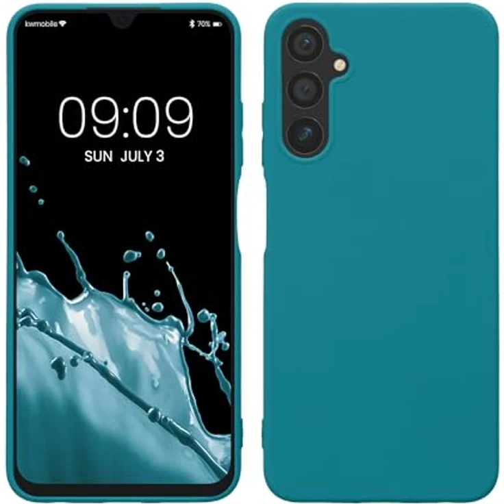 kwmobile Hülle kompatibel mit Samsung Galaxy A05s, weiches TPU Silikon Case, rutschfest und reißfest, geeignet für kabelloses Laden, Petrol matt