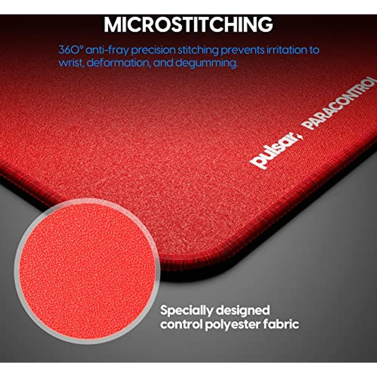 Pulsar Gaming Gears Paracontrol V2 XL Mauspad, rutschfeste Naturkautschukunterlage, präzise Steuerung, rot – Bild 3