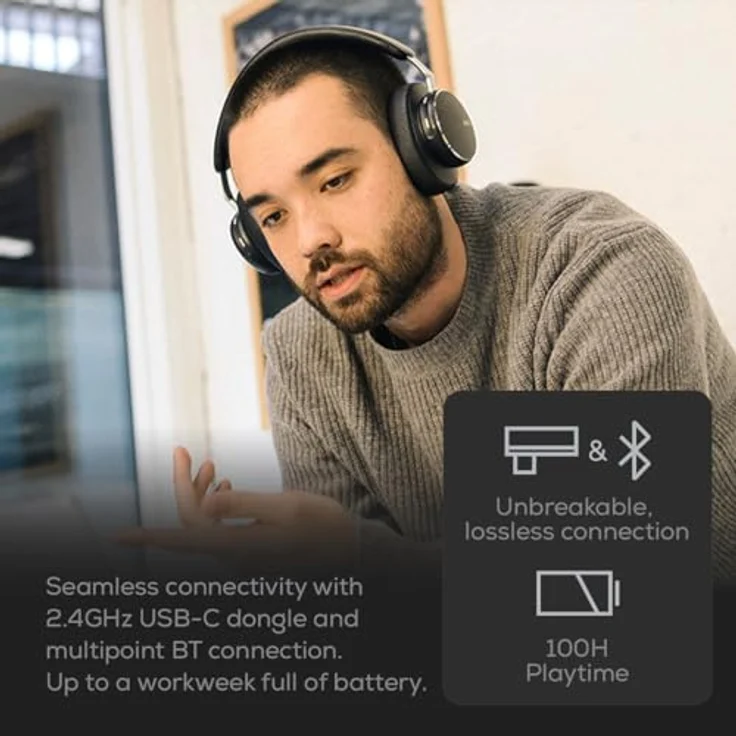 AKG N9 Wireless Over-Ear Noise Cancelling Kopfhörer, mit Zoom-zertifizierter Anrufqualität, Schwarz – Bild 4