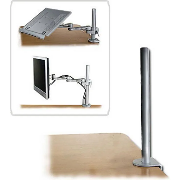 Lindy Tischhalterung Modular, Monitor Halterung mit ergonomischer Höhenanpassung, Silber