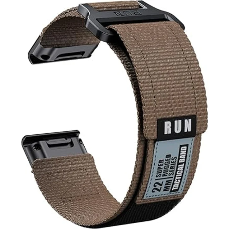 INF Nylon Klett-Armband Armeefarbe, kompatibel mit Garmin Fenix 8 (26mm), atmungsaktiv, schnell anpassbarer Klettverschluss, einfache Montage – Bild 3