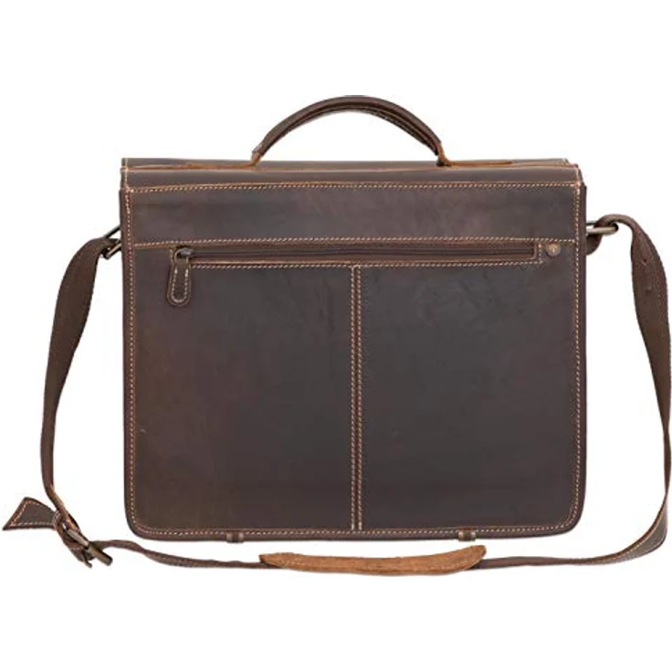 Greenburry Aktentasche Buffalo 1128 XXL, Klassische Laptop-Tasche mit vielen Fächern, braun – Bild 4