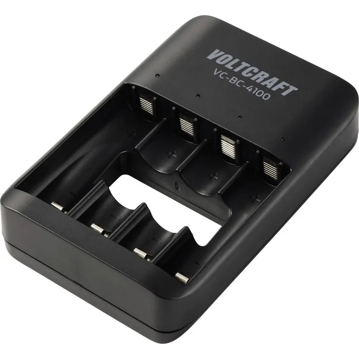 VOLTCRAFT VC-BC-4100 Rundzellen-Ladegerät für NiMH, NiZn, LiIon, 4-fach Ladefunktion, USB-C® Eingang, Schwarz