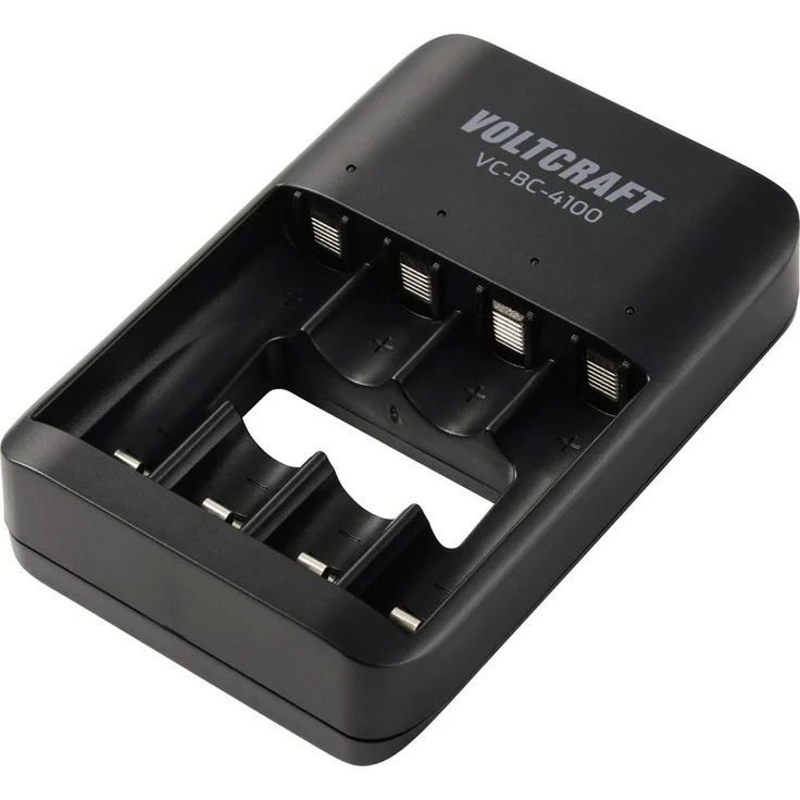 VOLTCRAFT VC-BC-4100 Rundzellen-Ladegerät für NiMH, NiZn, LiIon, 4-fach Ladefunktion, USB-C® Eingang, Schwarz