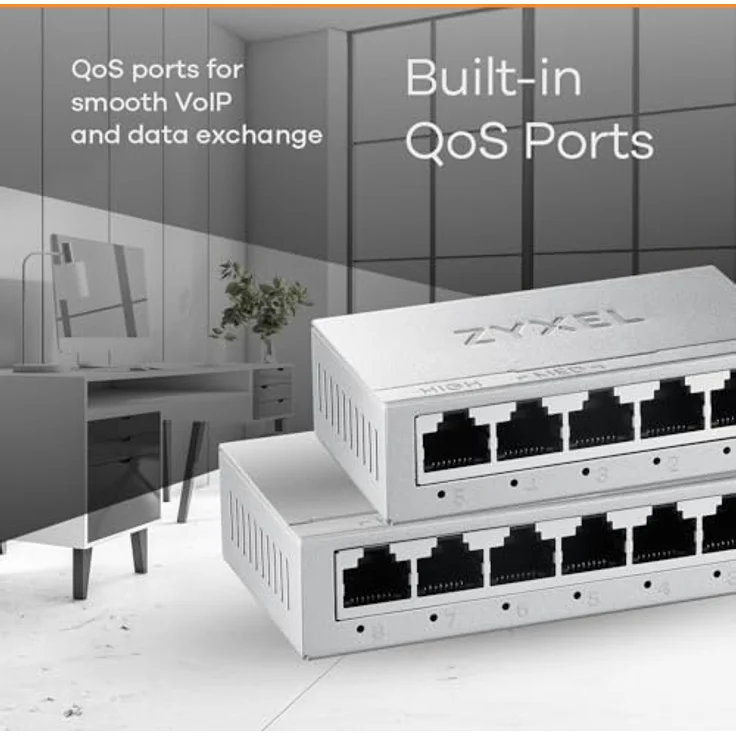 ZYXEL 8-Port Gigabit Unmanaged Ethernet Switch, Ethernet Splitter, Tisch- oder Wandmontage [GS-108B v5] – Bild 4