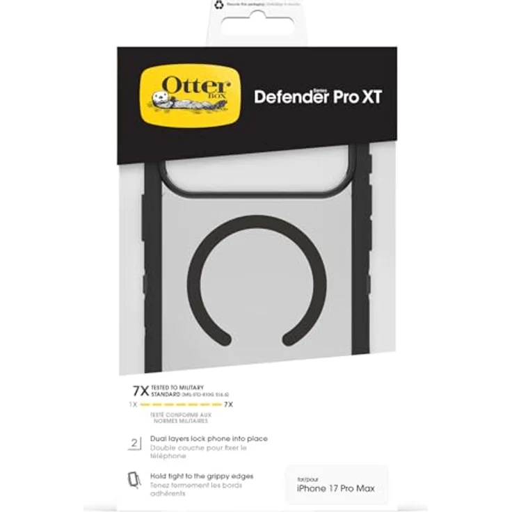 OtterBox Defender Series Pro XT Clear MagSafe Hülle für iPhone 17 Pro Max, stoßfest, ultra-robust, transparent/schwarz, 7X militärisch getestet – Bild 5