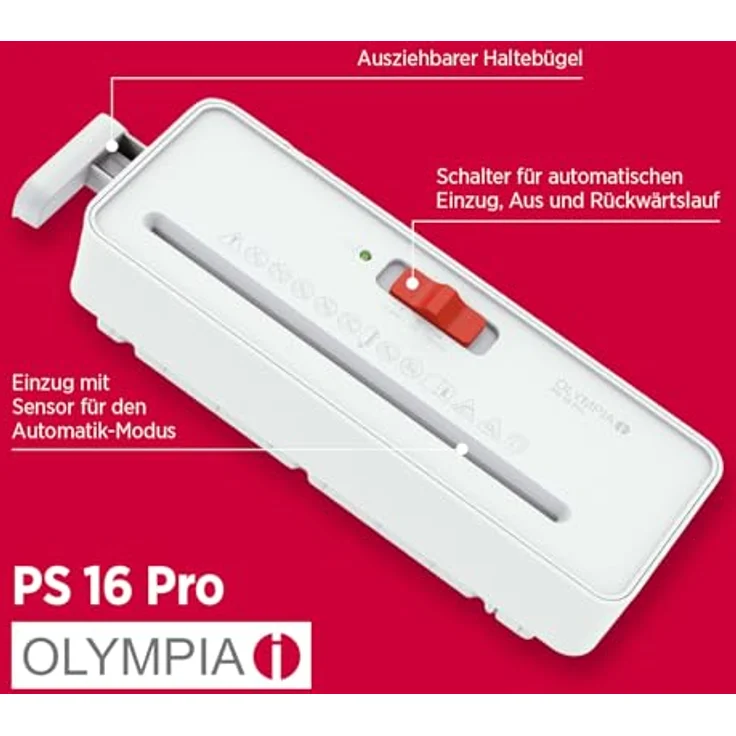 OLYMPIA PS 16 Pro Aktenvernichter, Streifenschnitt P-2, 6 mm, für bis zu 6 Blatt, weiß, mit Rücklauffunktion und Overheat-Schutz – Bild 7