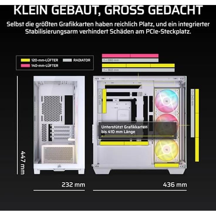 CORSAIR 2800X RS-R Micro-ATX-PC-Gehäuse mit 3 x 120-mm-ARGB-Rückwärtslüftern und gehärtetem Glas, Weiß – Bild 3