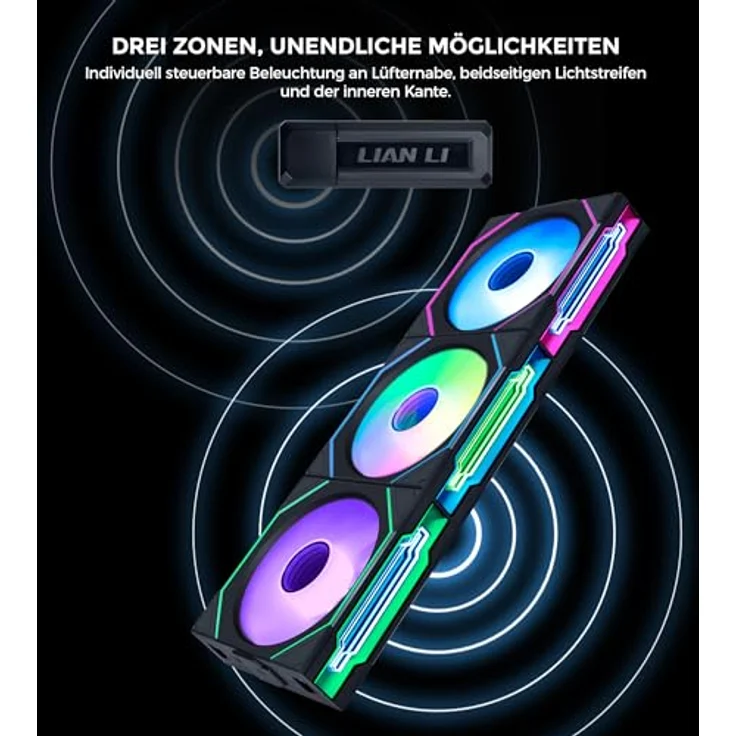 Lian Li UNI FAN SL-INF Wireless RGB PC-Lüfter 140mm Weiß | PWM Gehäuselüfter mit ARGB-Beleuchtung, Unendlichkeitsspiegel und leisem Betrieb – Bild 5
