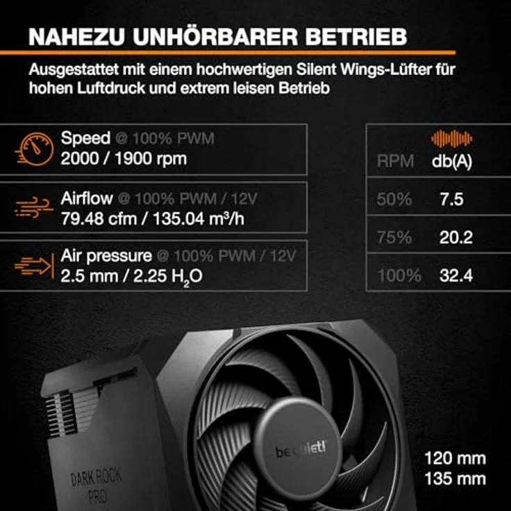 be quiet! Dark Rock Pro 6, Luftkühler mit extremer CPU-Kühlleistung, semi-passivem Quiet-Modus, 7 Heatpipes und 2 Silent Wings PWM-Lüftern – Bild 5