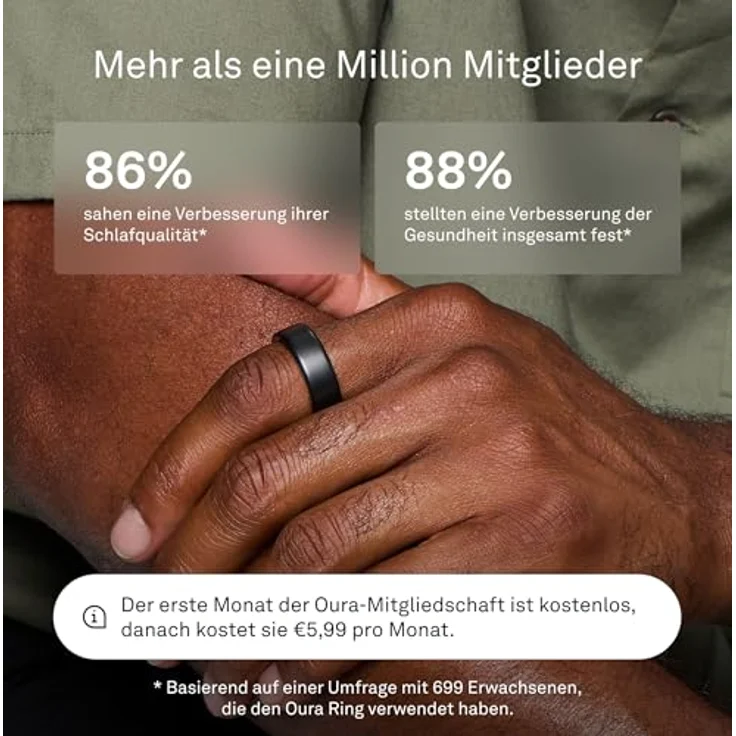 OURA Ring 4, Smart Fitness-Tracker in Stealth, Größe 7, Titan, bis zu 8 Tage Akkulaufzeit, über 30 biometrische Messungen – Bild 7