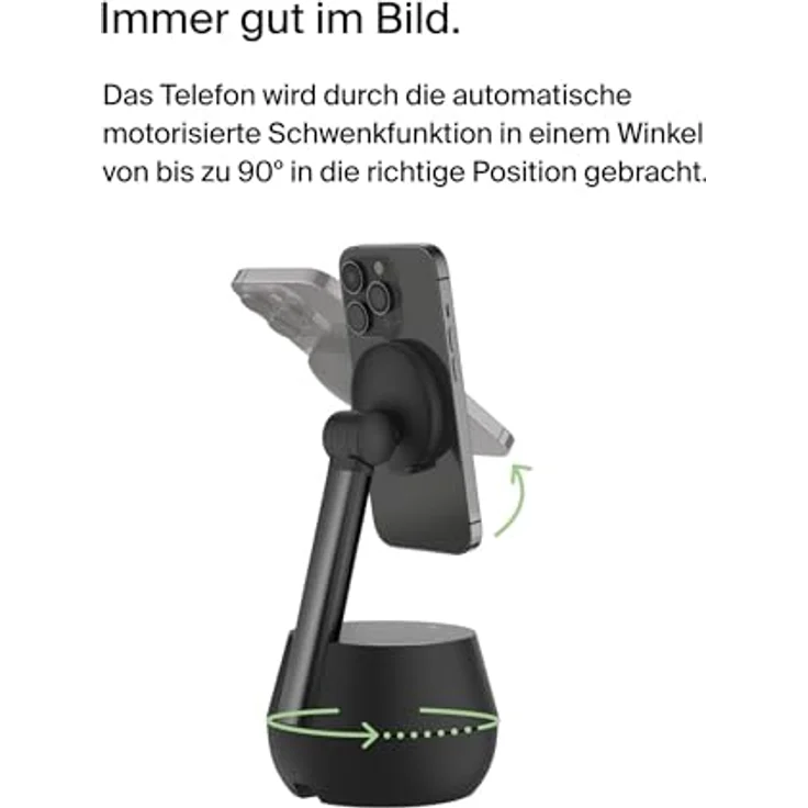 Belkin Auto-Tracking-Ständer Pro mit DockKit, Handyhalterung mit Ladefunktion - MagSafe kompatibel, kabelloses Laden mit 15W, 360-Grad-Tracking - iOS-Integration (Weiß) – Bild 3