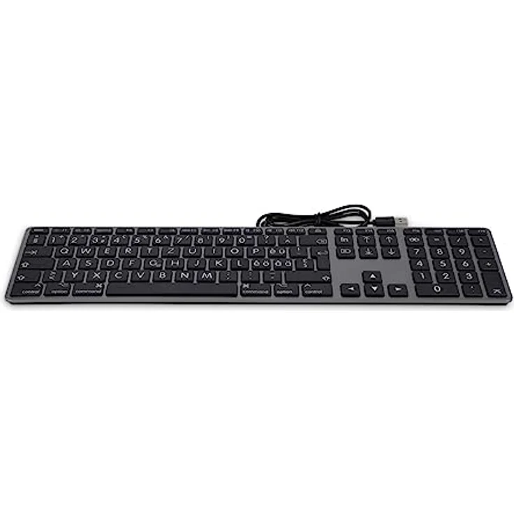 LMP Deutsche USB-Tastatur (QWERTZ) mit Großbuchstaben und Ziffernblock - Aluminiumabdeckung und 2 USB-A-Anschlüsse - Mac kompatibel (Space Gray) – Bild 2