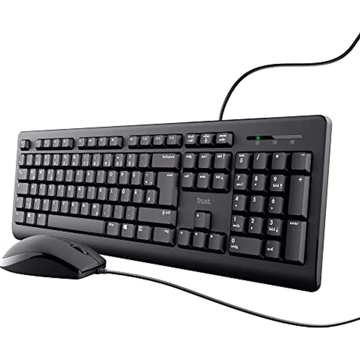 Trust 24086 Taro Kabelgebundenes Tastatur und Maus Set, Deutsches QWERTZ Layout, Leise Tasten und Maustasten, Spritzwassergeschützt, USB-Anschluss, für PC, Laptop, MacBook, Windows, macOS – Schwarz - Preisvergleich