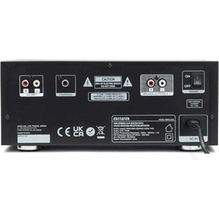 AIWA MSBTU-550 Mini Stereo-HiFi-System, 50 W RMS, Bluetooth 5.0, CD/MP3, USB, FM-PLL-Radio, Schwarz – Bild 3
