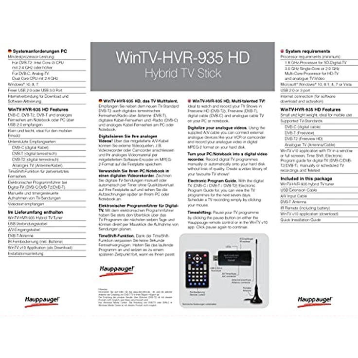 Hauppauge WinTV-HVR-935HD 01588 - USB Hybrid TV-Tuner - digitales Fernsehen DVB-T2 HD, DVB-C HD, DVB-T, Analog-TV für Laptop oder PC – Bild 4
