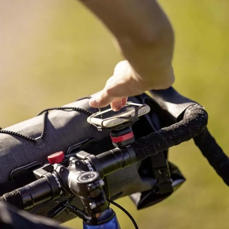 KlickFix Caddy, Smartphone Halterung mit O-Ring-Dämpfung, 360° drehbar, Schwarz-Rot – Bild 6