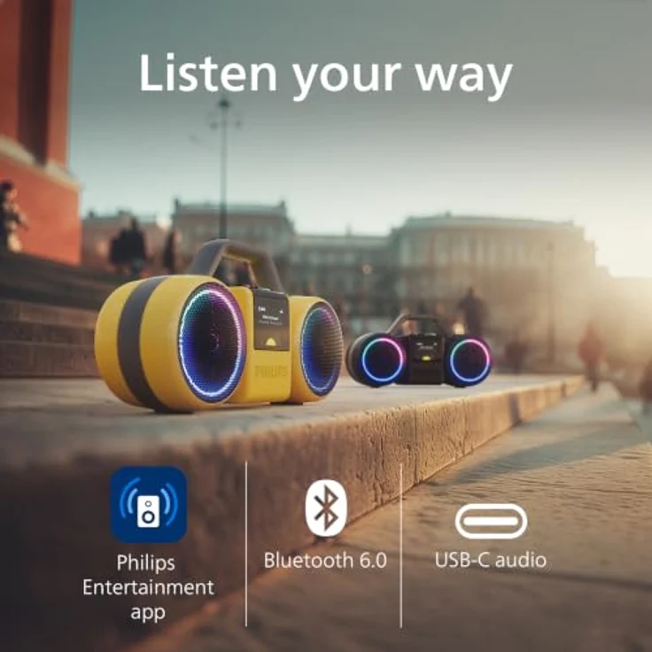 Philips TAMS60 - The Roller Boombox - Bluetooth-Lautsprecher mit 120 W, IP67 Wasserfest, 24 Stunden Akku, Schwarz – Bild 5