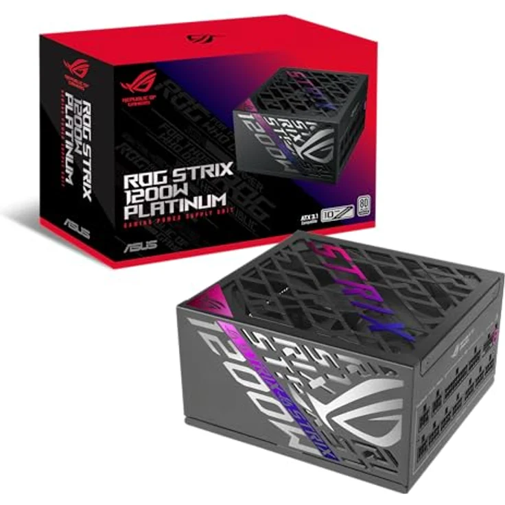 ASUS ROG Strix 1200 W Platinum-Netzteil, 80 Plus Platinum, GAN MOSFET, GPU-First Intelligent Voltage Stabilizer, 10 Jahre Abdeckung – Bild 1