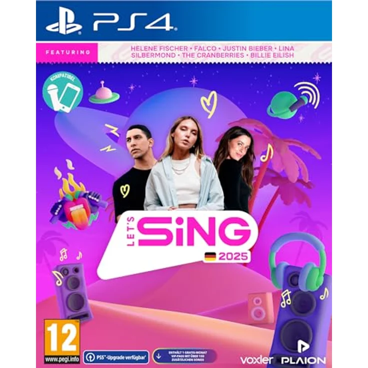 PLAION Let's Sing 2025 German Version, PS4 Spiel für bis zu 4 Spieler, Offizielle Musikvideos, 4 Modi, VIP-Pass erhältlich – Bild 1