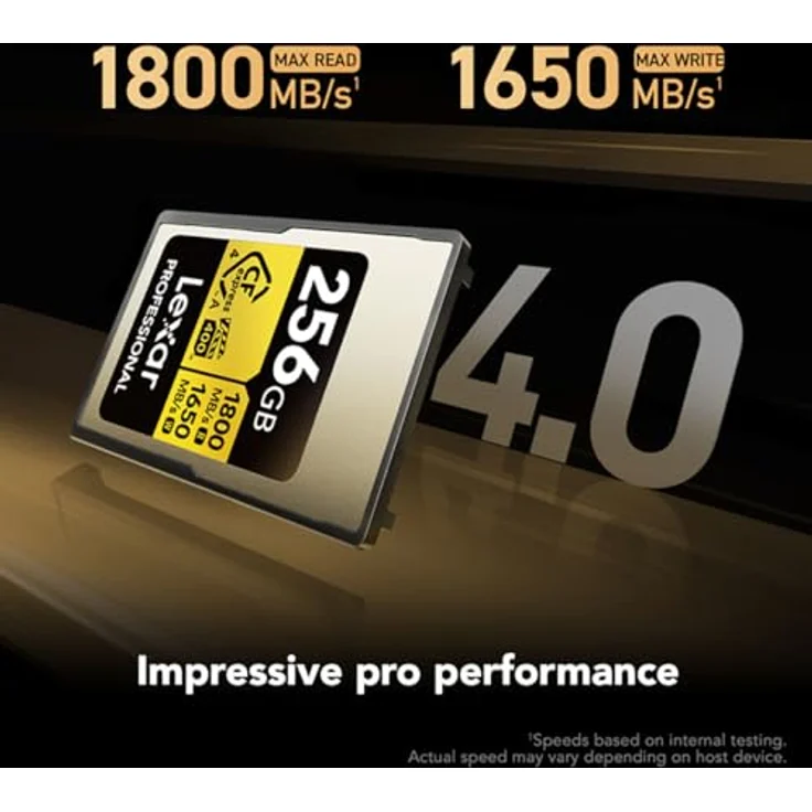 Lexar CFExpress Professional Type A 4.0 Gold, 256 GB Speicherkarte mit 1800 MB/s Lesegeschwindigkeit und VPG400-Zertifizierung – Bild 2