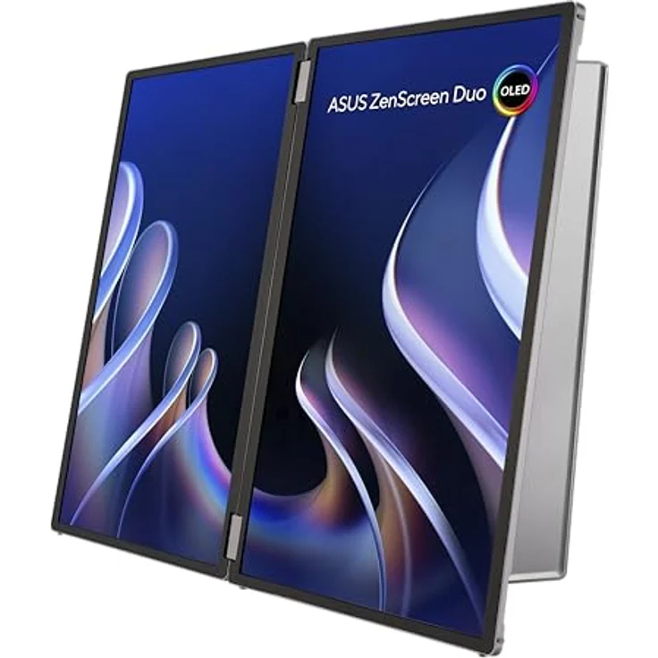 ASUS ZenScreen OLED MQ149CD - Dual 14 Zoll tragbarer USB Monitor - 21 Zoll Arbeitsbereich, 100% DCI-P3, WUXGA 1920x1200, 16:10, 1ms, DisplayHDR 400 TB - Typ-C USB, Mini HDMI, 360°-Scharnier, glänzend – Bild 2