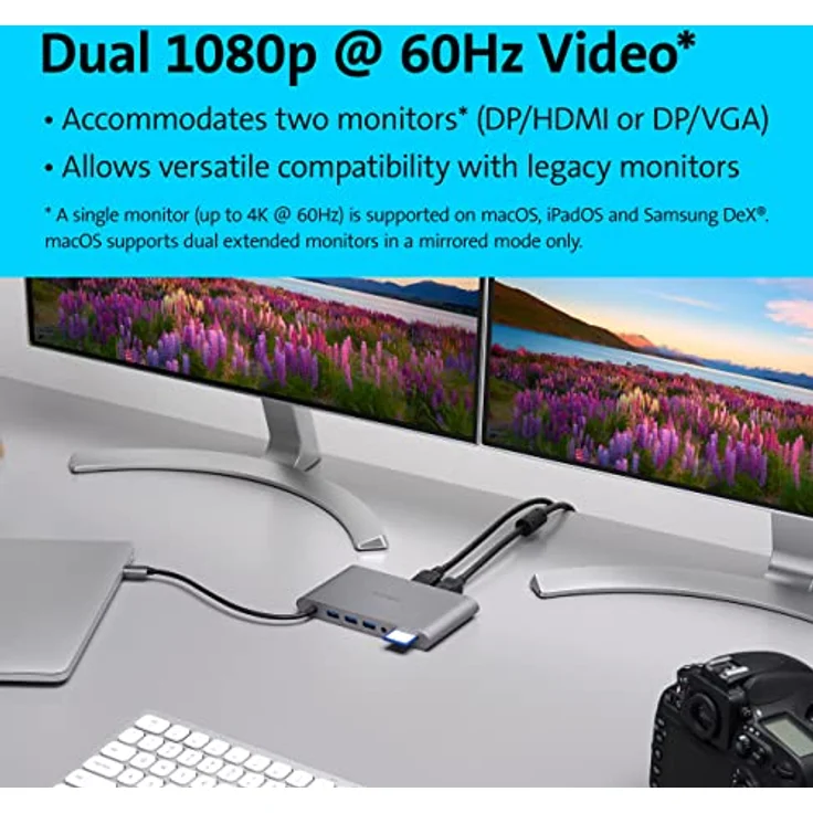 Kensington UH1440P Duale Video Mobile 10-in-1 USB-C Laptop Docking Station, Universal, 3 USB-A-Anschlüsse, Bis 85 W Power Pass-Through, Ultra HD (Single 4K @ 30 Hz) High Res Plug & Play Hub (K33853WW) – Bild 5