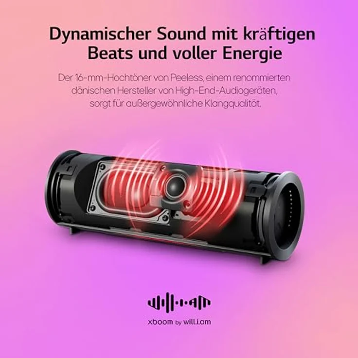 LG xboom Grab by will.i.am, tragbarer Bluetooth-Lautsprecher mit Signature Sound, IP67, bis zu 20 Std. Akkulaufzeit, Schwarz [Modelljahr: 2025] – Bild 4