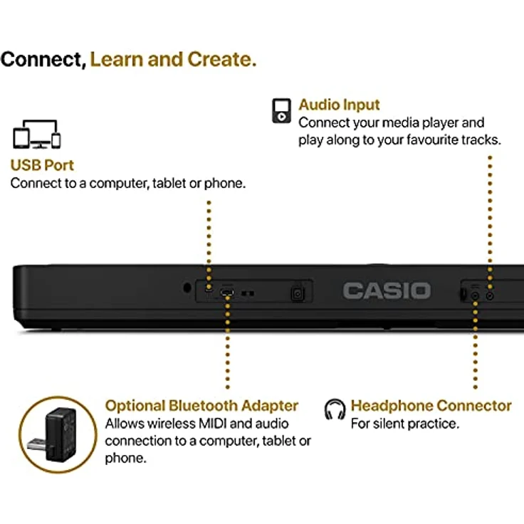 Casio CT-S400 CASIOTONE Keyboard mit 61 anschlagdynamischen Standardtasten, 600 Sounds und 200 Begleitrhythmen, schwarz – Bild 4