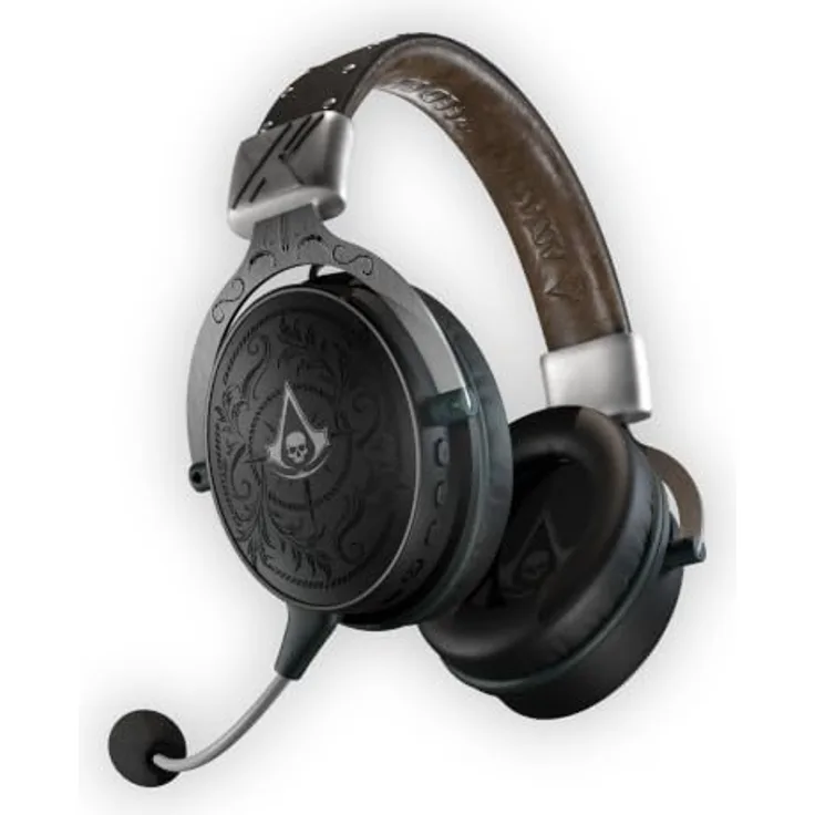 LEXIP Lexip Gaming Headset Wireless Black Flag Resynced Tatoo, komfortabel mit abnehmbarem Mikrofon und kompatibel mit Windows, Mac, Xbox, PS5, PS4, Nintendo Switch, Android
