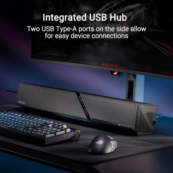 ASUS ROG Gjallar Gaming Soundbar, 2.1.2-Kanal mit kabellosem Subwoofer und Dolby Atmos®, Schwarz – Bild 10