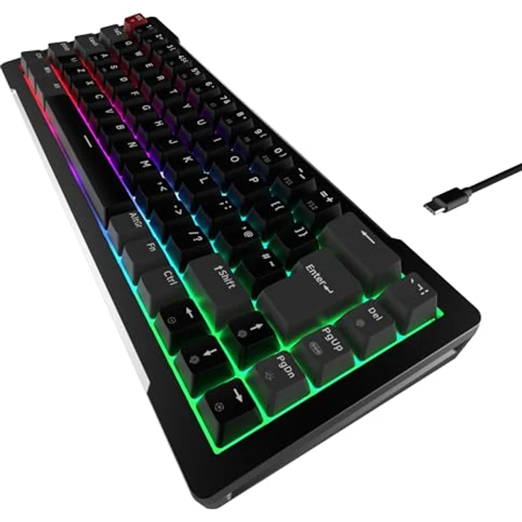 Raijintek MGA-68, kabelgebundene Gaming-Tastatur mit 69 Tasten, Hot-Swappable, CNC-Aluminiumrahmen, anpassbare ARGB-Beleuchtung, USB-C, schwarz – Bild 1