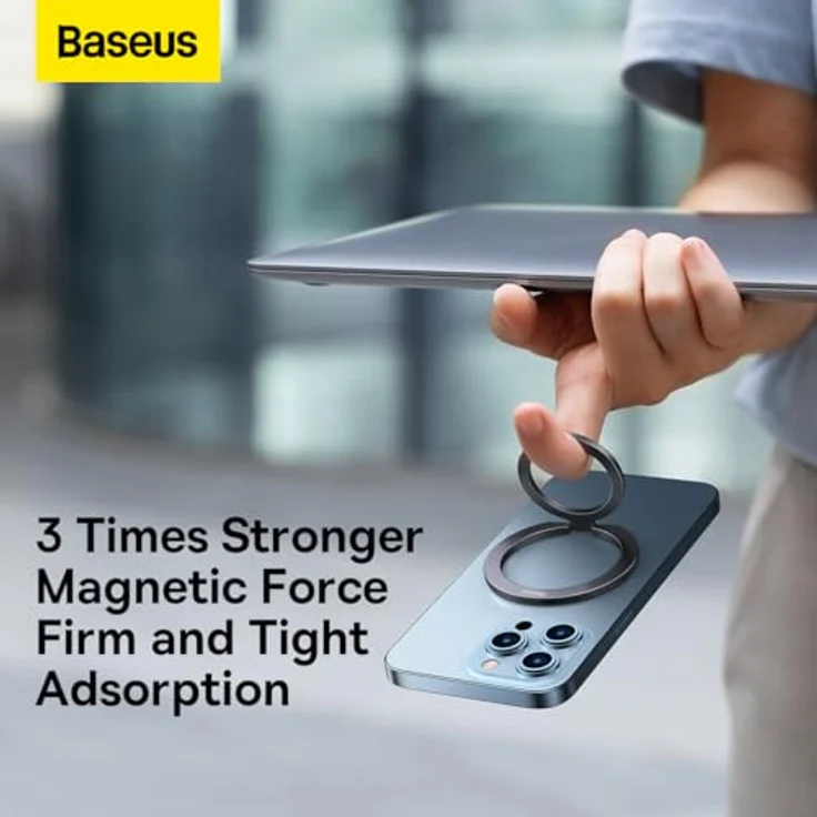 Baseus Tool Halo Magnetic Ring Holder Phone Stand, Aluminium Legierung, für Smartphones ab 5.4 Zoll, grau – Bild 2