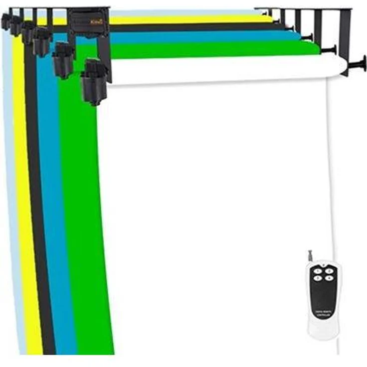 Studioking Hintergrundsystem Elektrisch B-6WE für 6 Rollen, motorisiertes Fotostudio-Equipment mit Fernbedienung, max. 10 kg pro Rolle, 272 cm Breite