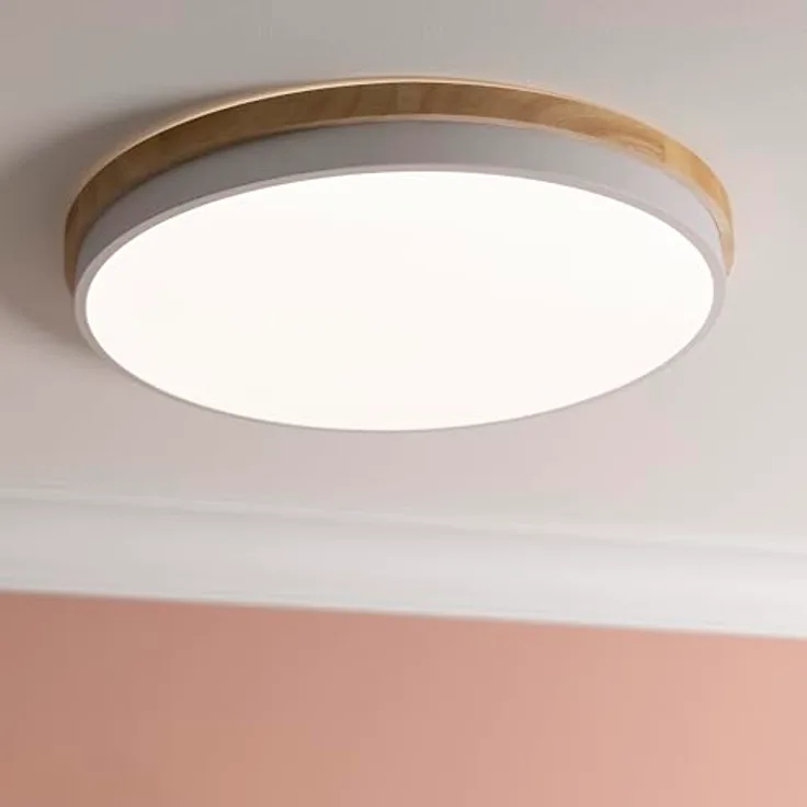 Brilliant LED Deckenleuchte, Ø52cm, 36W, 4500 Lumen, dimmbar, CCT Steuerung, echtes Holz, Fernbedienung, warmweiß bis kaltweiß, energiesparend