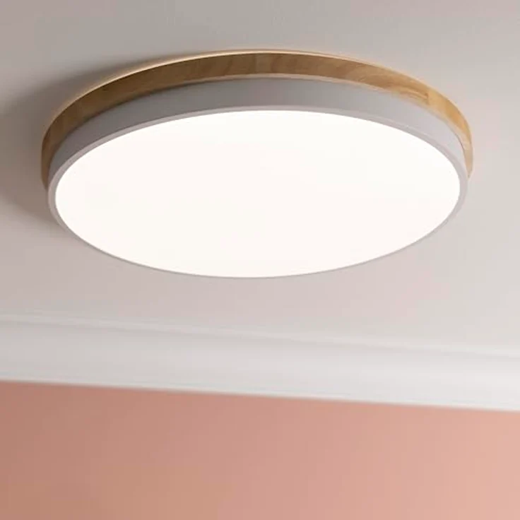 Brilliant LED Deckenleuchte, Ø52cm, 36W, 4500 Lumen, dimmbar, CCT Steuerung, echtes Holz, Fernbedienung, warmweiß bis kaltweiß, energiesparend – Bild 1