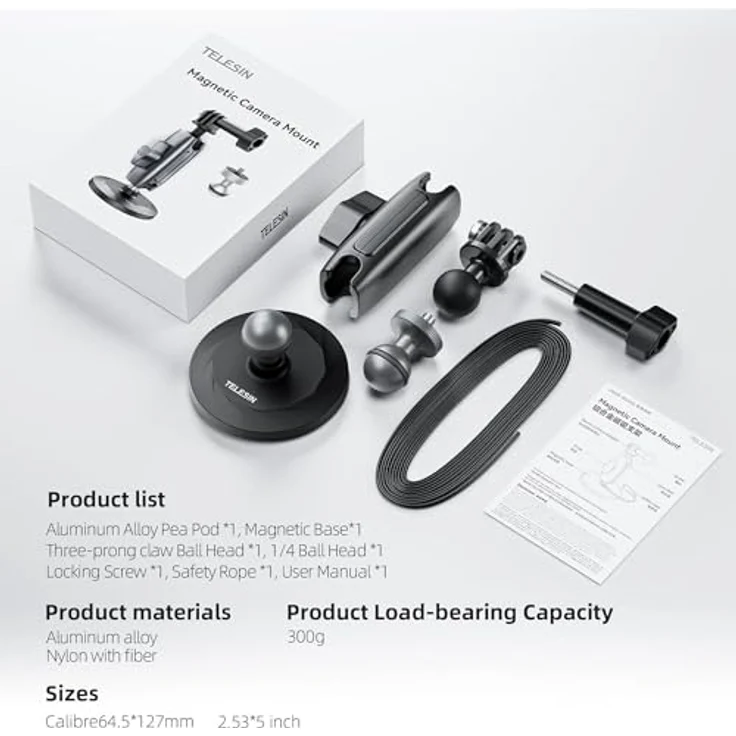 TELESIN CMM-001 Magnetic Mount, flexibler Halter für Actioncams, robust und leicht – Bild 5