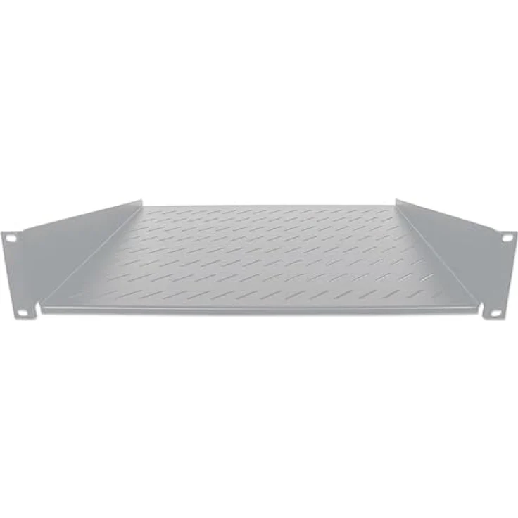 Intellinet 19'' Fachboden zur Frontmontage 2 HE ( Montage an den beiden vorderen Profilschienen ) 400 mm Tiefe perforiert grau 712224 – Bild 6
