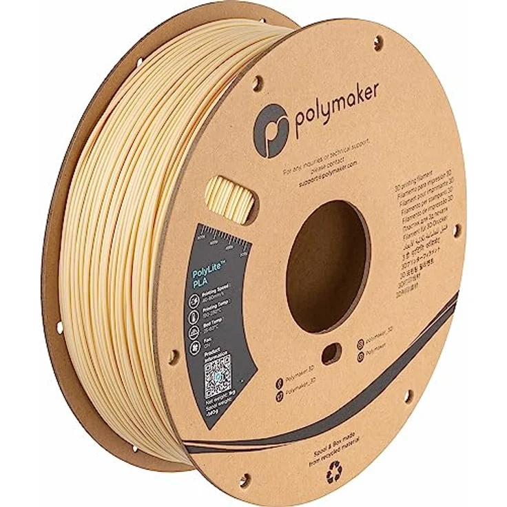 Polymaker PolyLite PLA 3D-Druckmaterial, 1.75mm, 1kg, Creme, hohe Wärmebeständigkeit, Jam-Free Technologie – Bild 1
