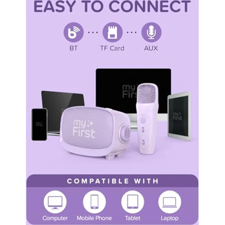 myFirst Voice 2, Tragbares interaktives Mikrofon & Wireless-Lautsprecher mit Bluetooth, Lila, Stimmwechselfunktion und Hallkontrolle – Bild 4