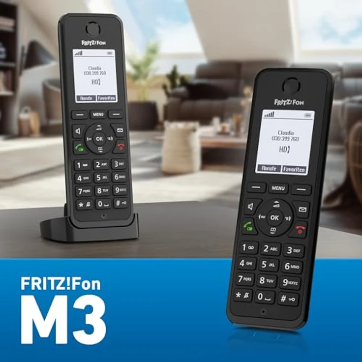 AVM FRITZ!Fon M3, DECT-Mobilteil mit HD-Telefonie, 1,8 Zoll Display, Freisprechen, Schwarz – Bild 6
